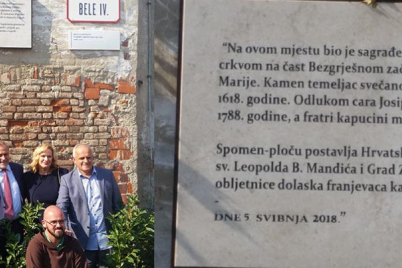 Otkrivena spomen-ploča na mjestu nekadašnjeg kapucinskog samostana u Zagrebu Otkrivena spomen-ploča na mjestu nekadašnjeg kapucinskog samostana u Zagrebu